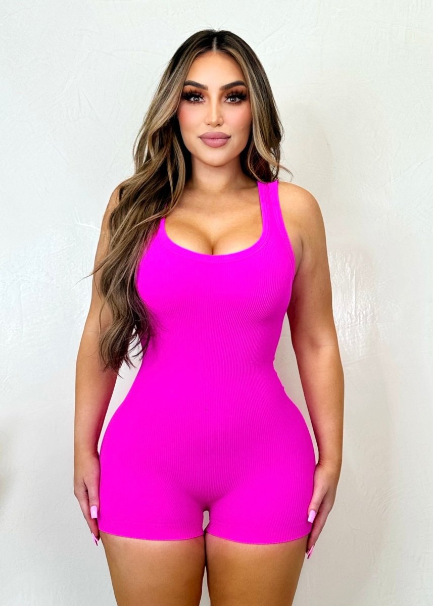 A Better Basic Romper Hot Pink