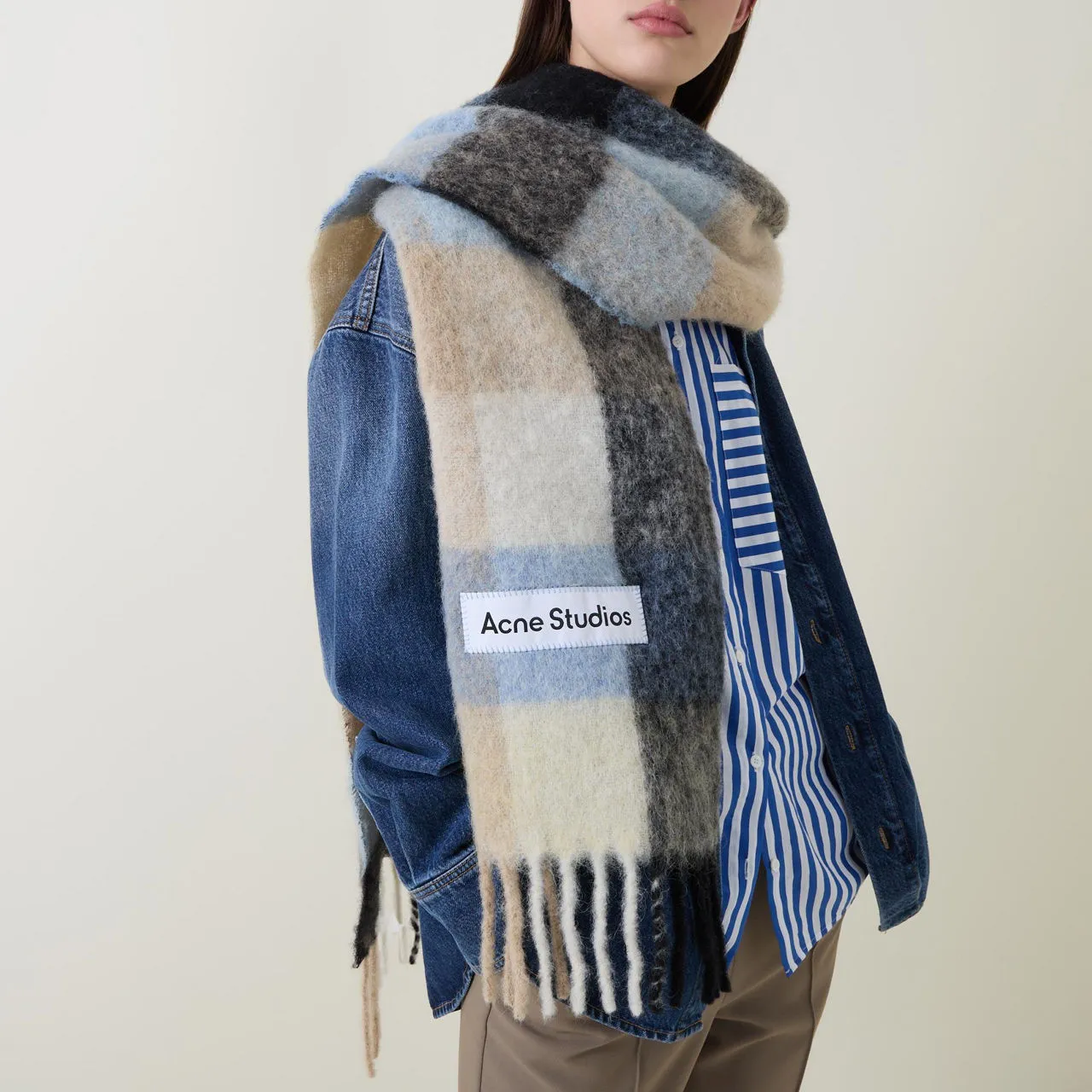 ACNE STUDIOS The Sustainable Edit Vally Check Scarf - Blue  Beige  Black