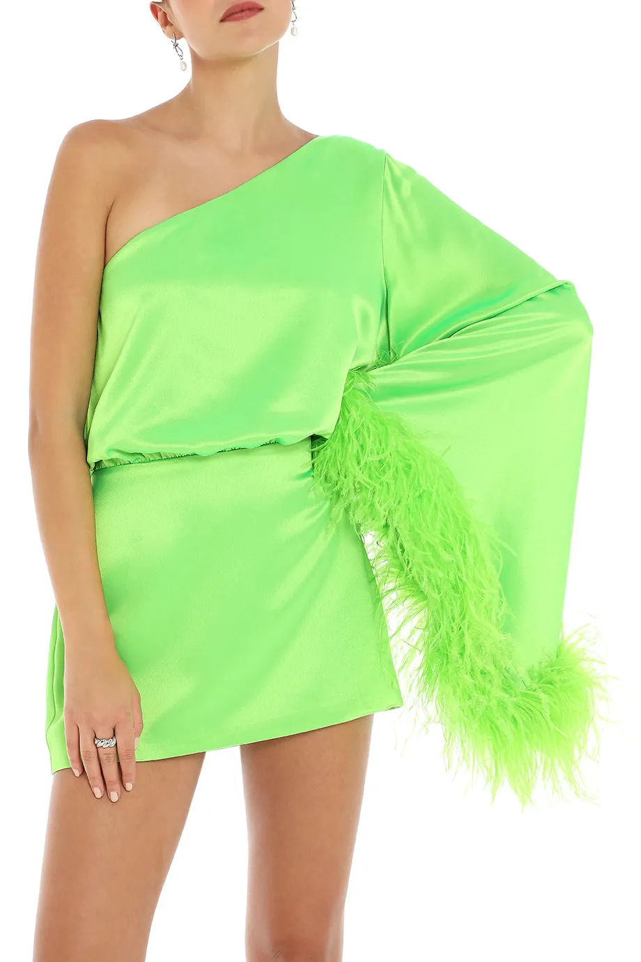 Allegra Feather Trim Mini Dress