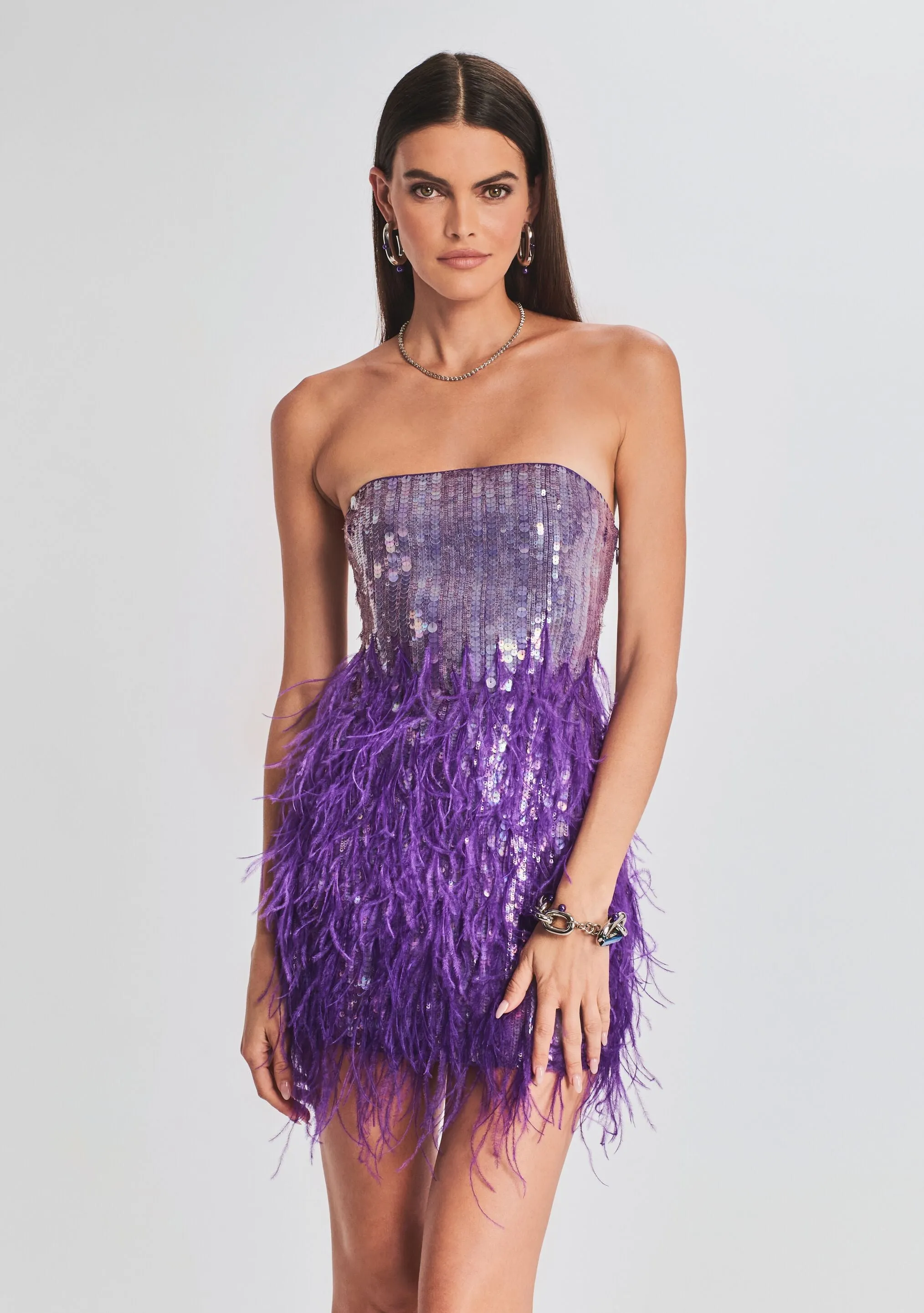 Anastasia Sequin Feather Dress