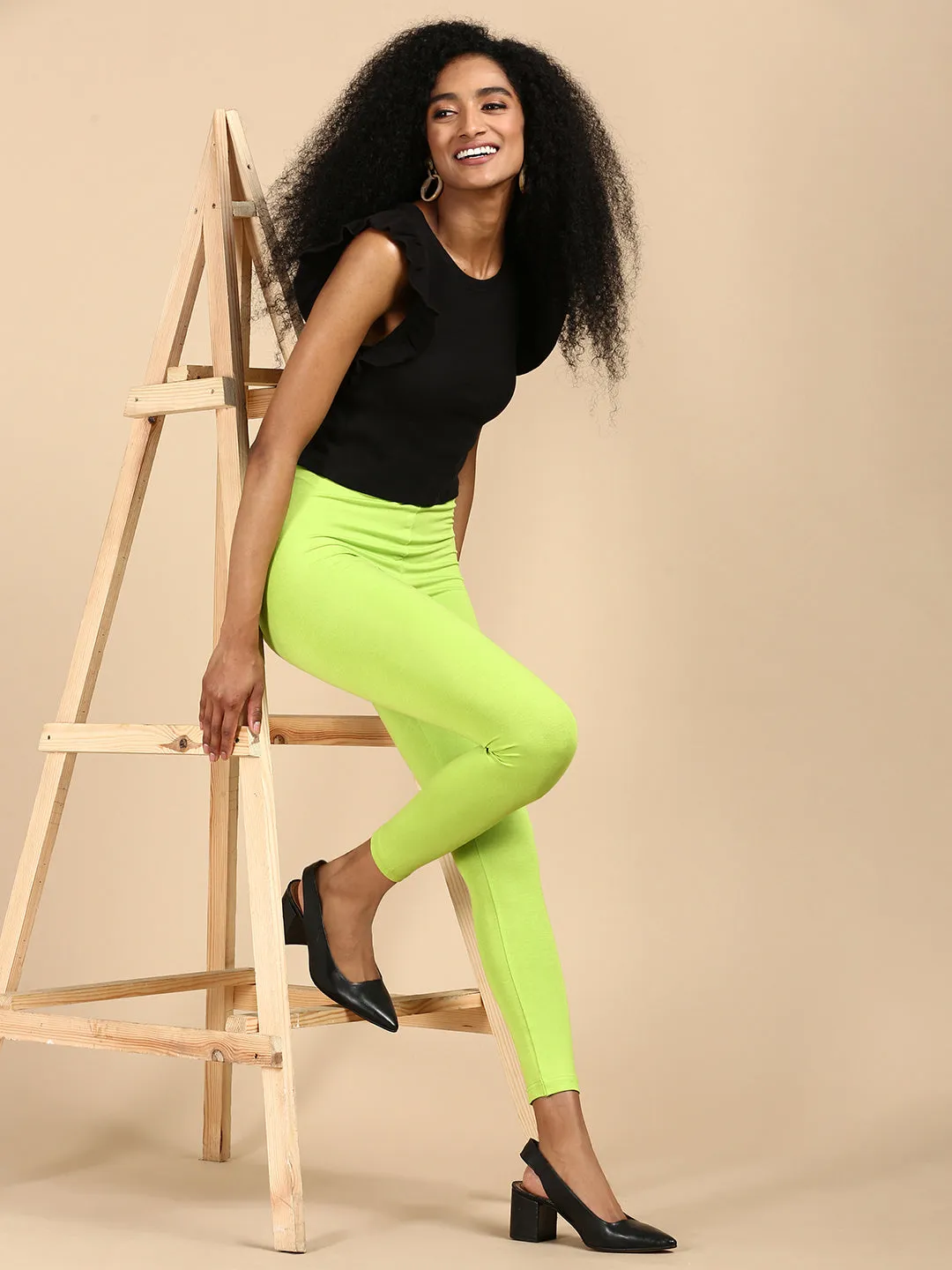 Ankle Length Leggings Viscose-Lime