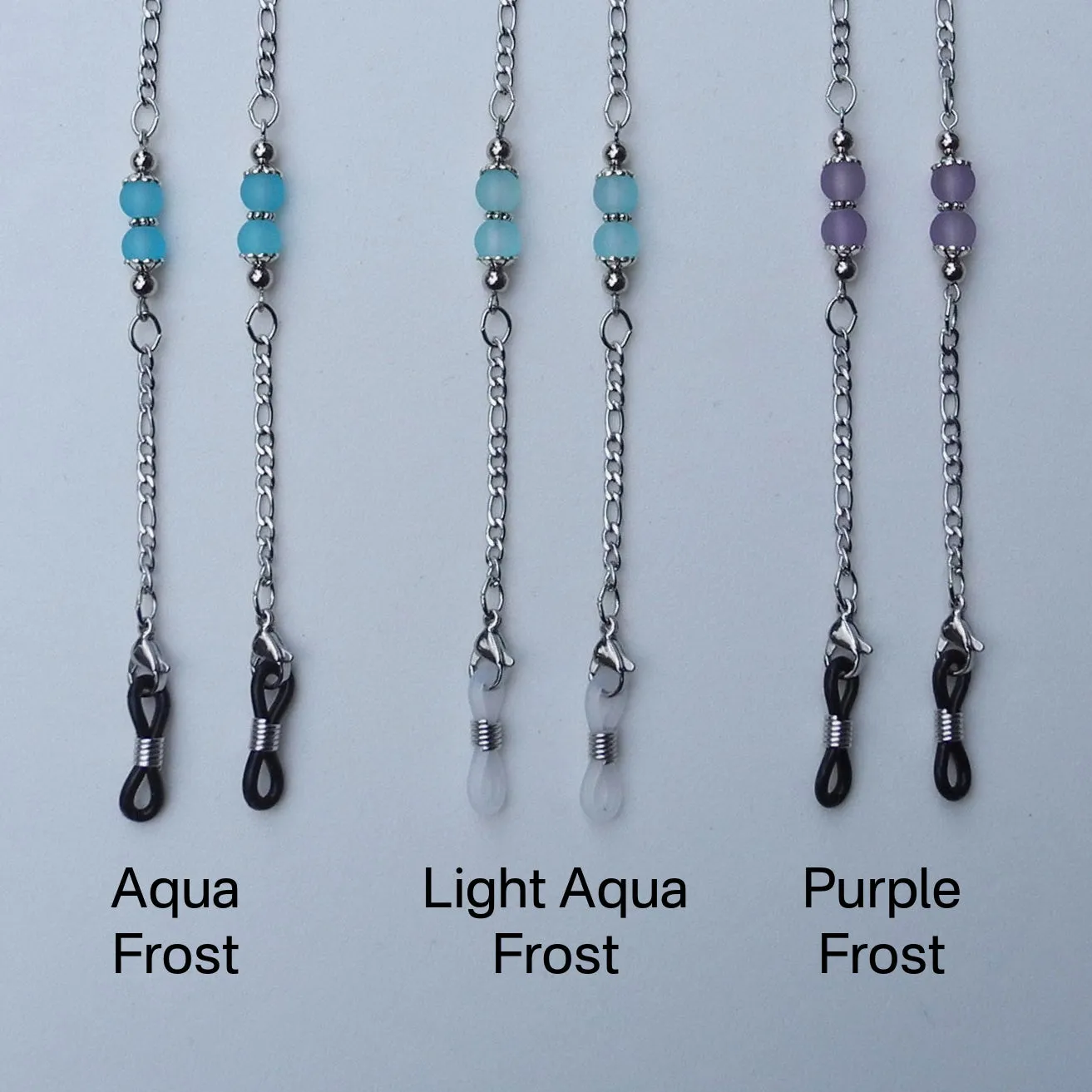 Aqua Frost, Light Aqua Frost & Purple Frost with LOOPS (Glasses Chain)