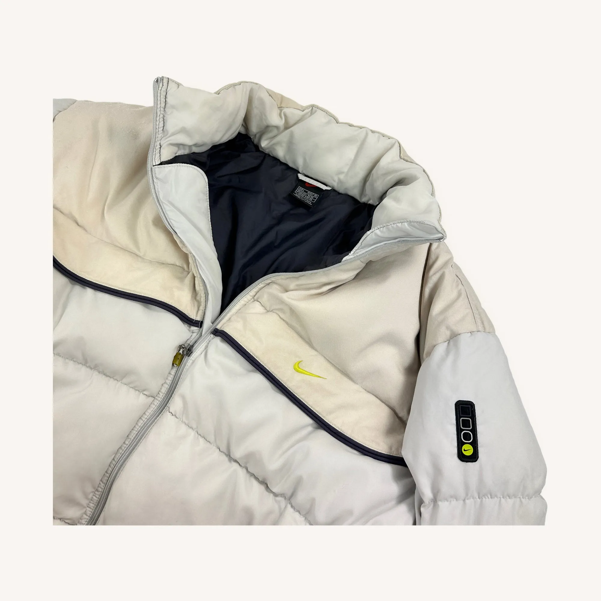 Arctic Grey 90s NIKE Swoosh Puffer Jacket Coat (L/XL)