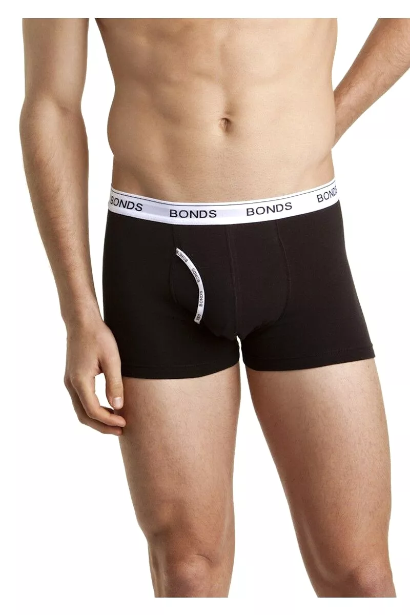 Authentic Bonds Mens Guyfront Trunks Underwear Shorts Black/White