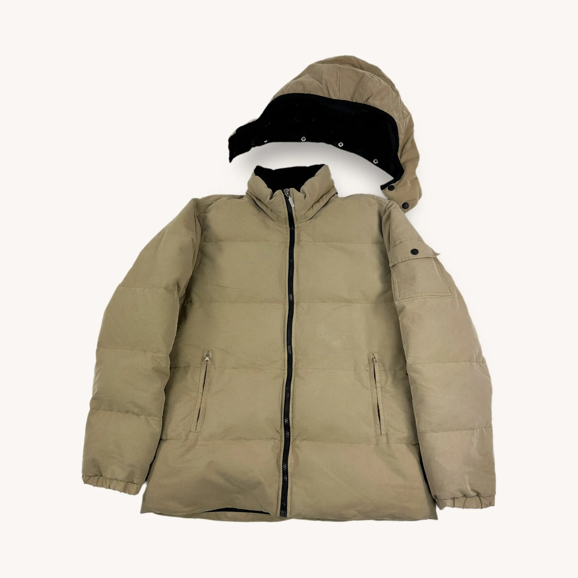 Beige Tan Vintage Moncler Puffer Jacket Coat (L)