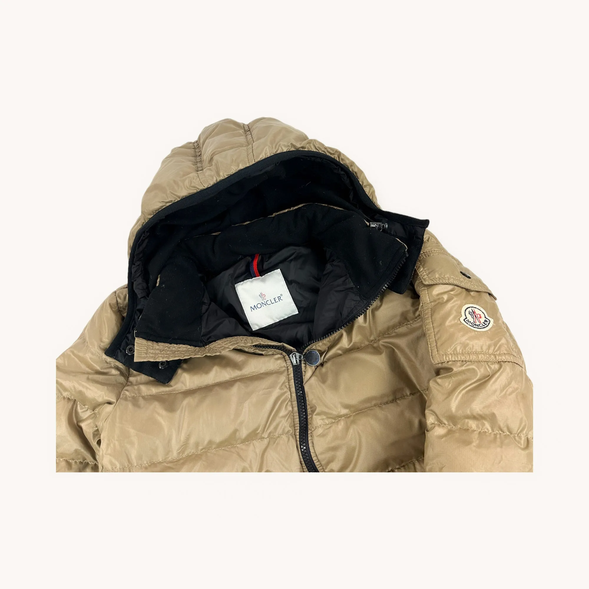 Beige Tan Vintage Moncler Puffer Jacket Coat (S/M)