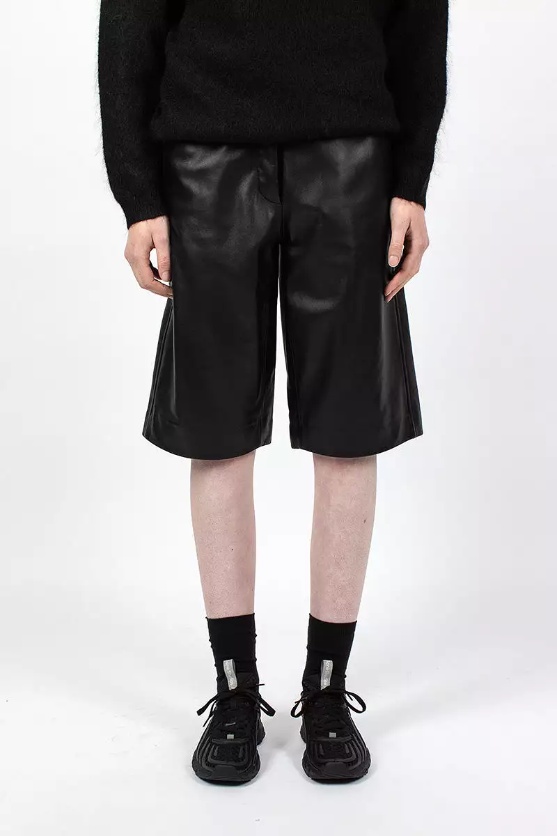 Bermuda Wide Leather Shorts Black