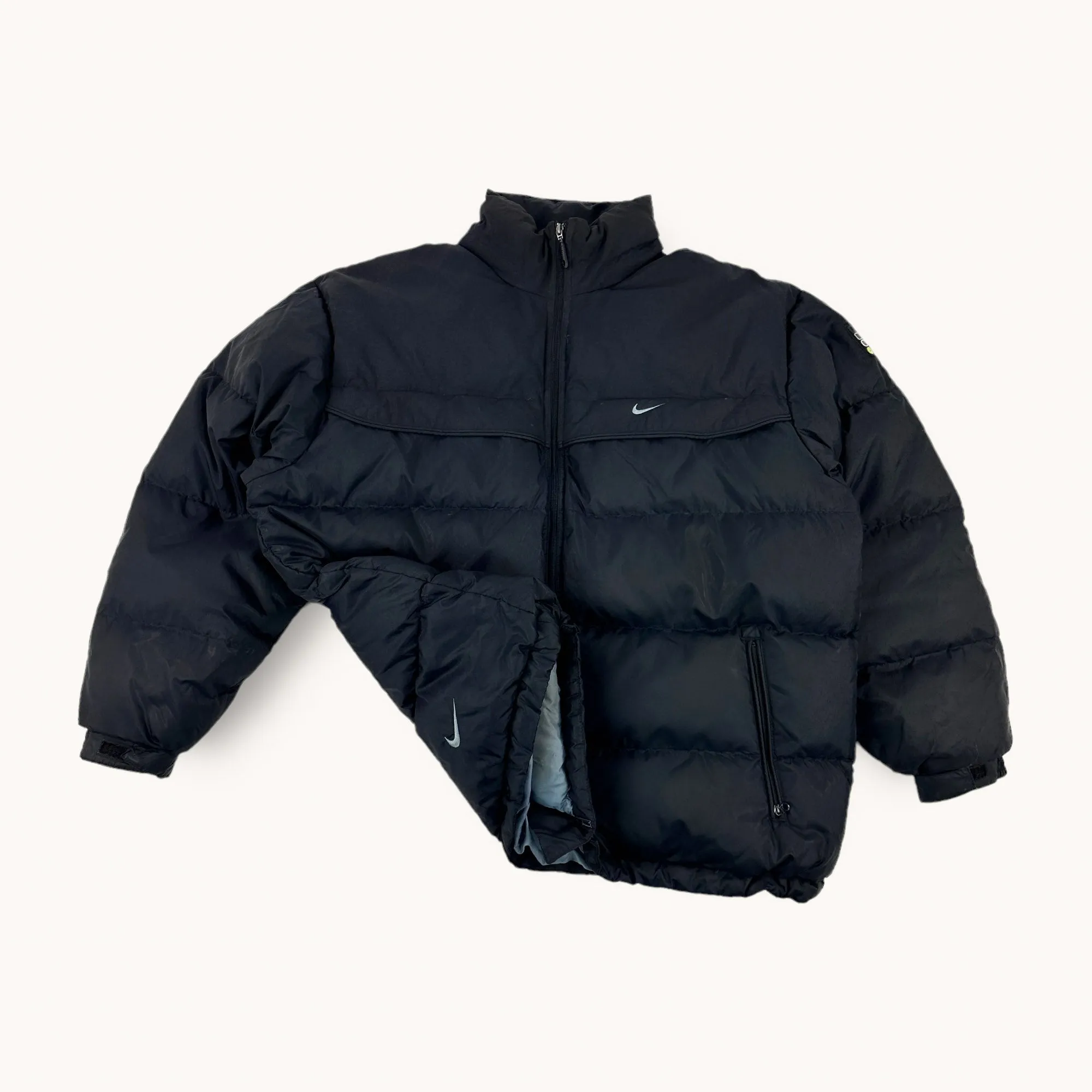 Black 90s NIKE Swoosh Puffer Jacket Coat (M)