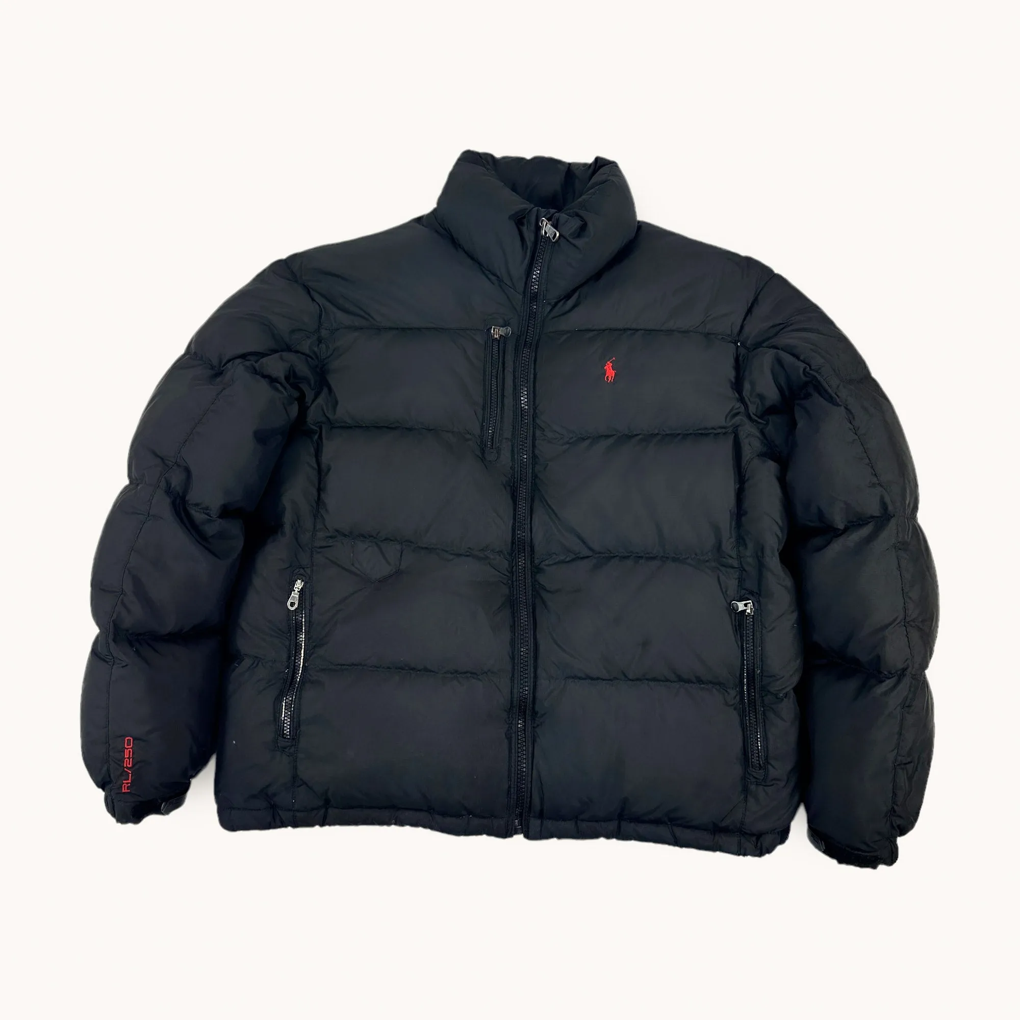 Black 90s Polo Ralph Lauren 250 Puffer Jacket Coat (L)