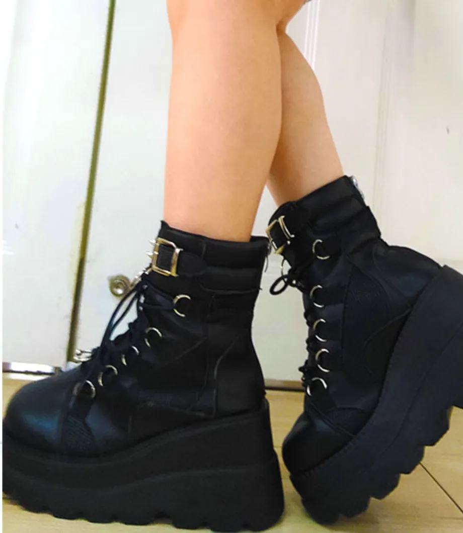 black punk combat boots