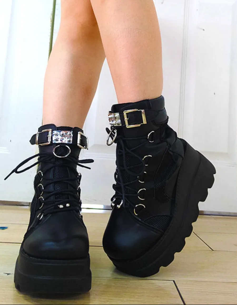 black punk combat boots