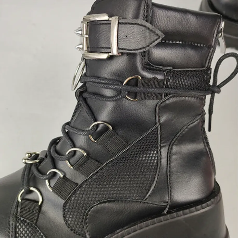 black punk combat boots