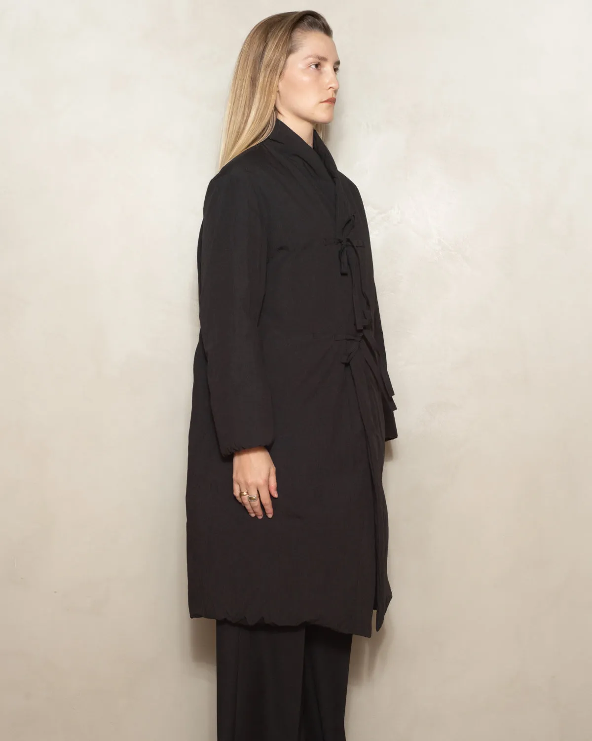 Black Recycled Down Coat