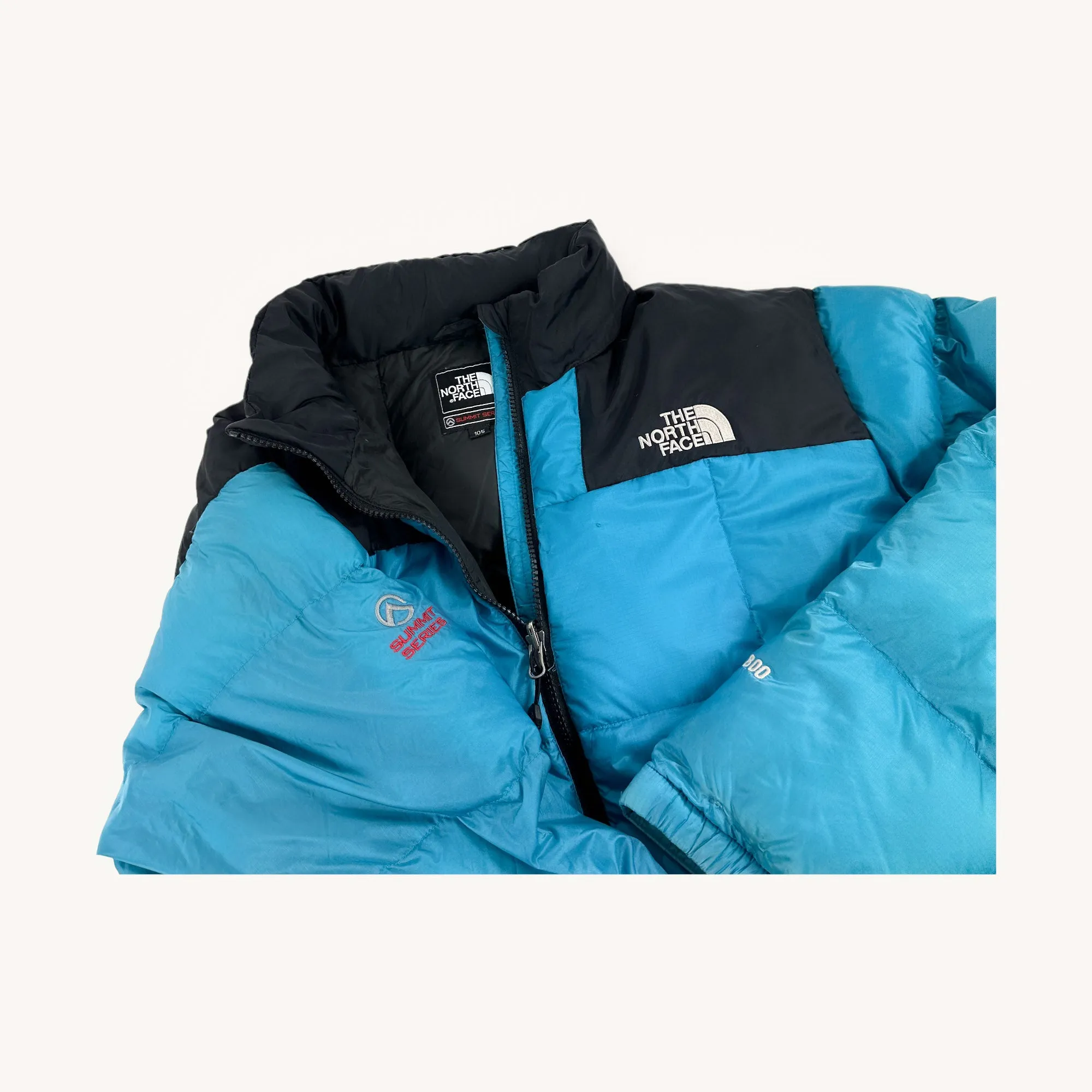 Blue Black The North Face Summit Series 800 Puffer Jacket Coat (XL)