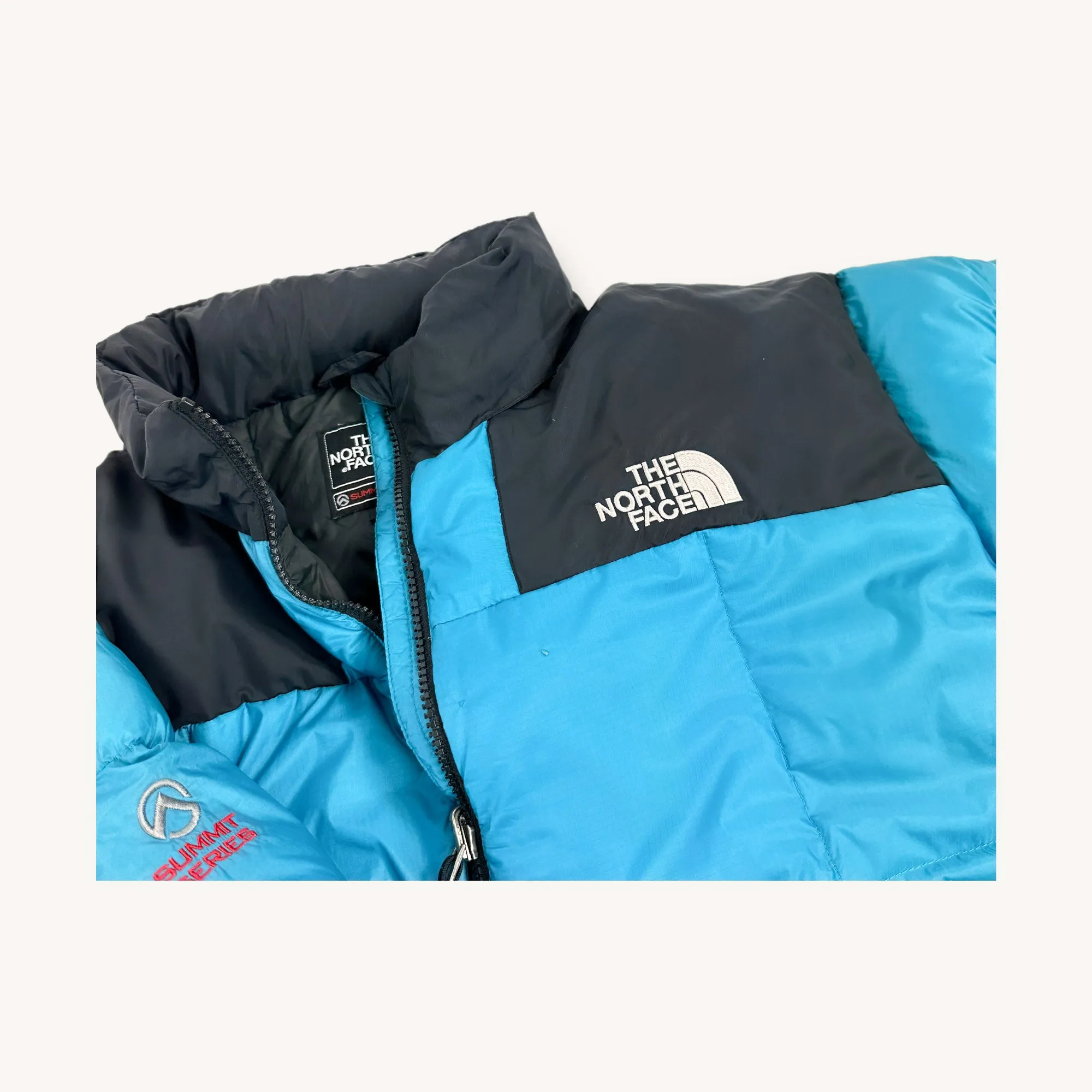 Blue Black The North Face Summit Series 800 Puffer Jacket Coat (XL)