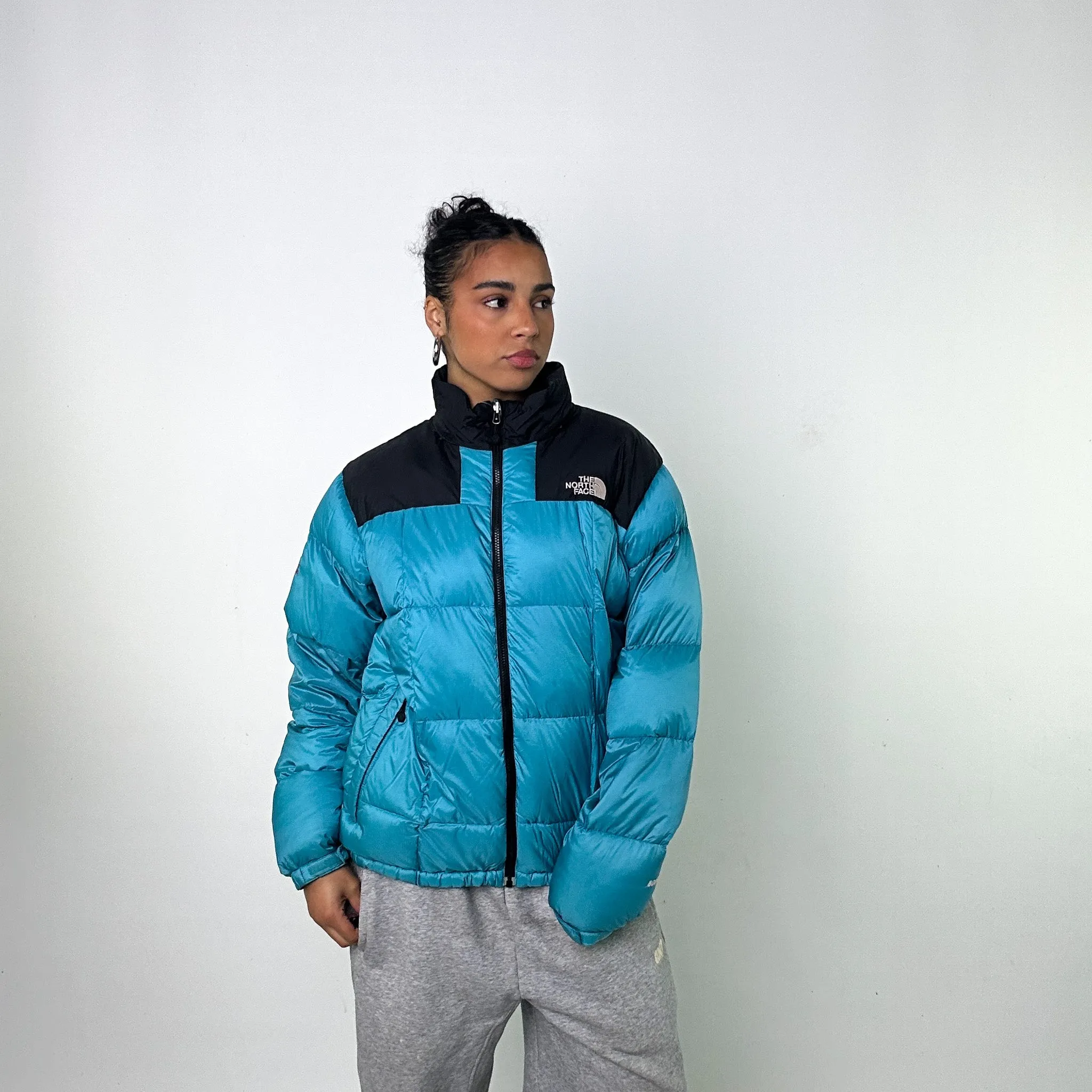 Blue Black The North Face Summit Series 800 Puffer Jacket Coat (XL)