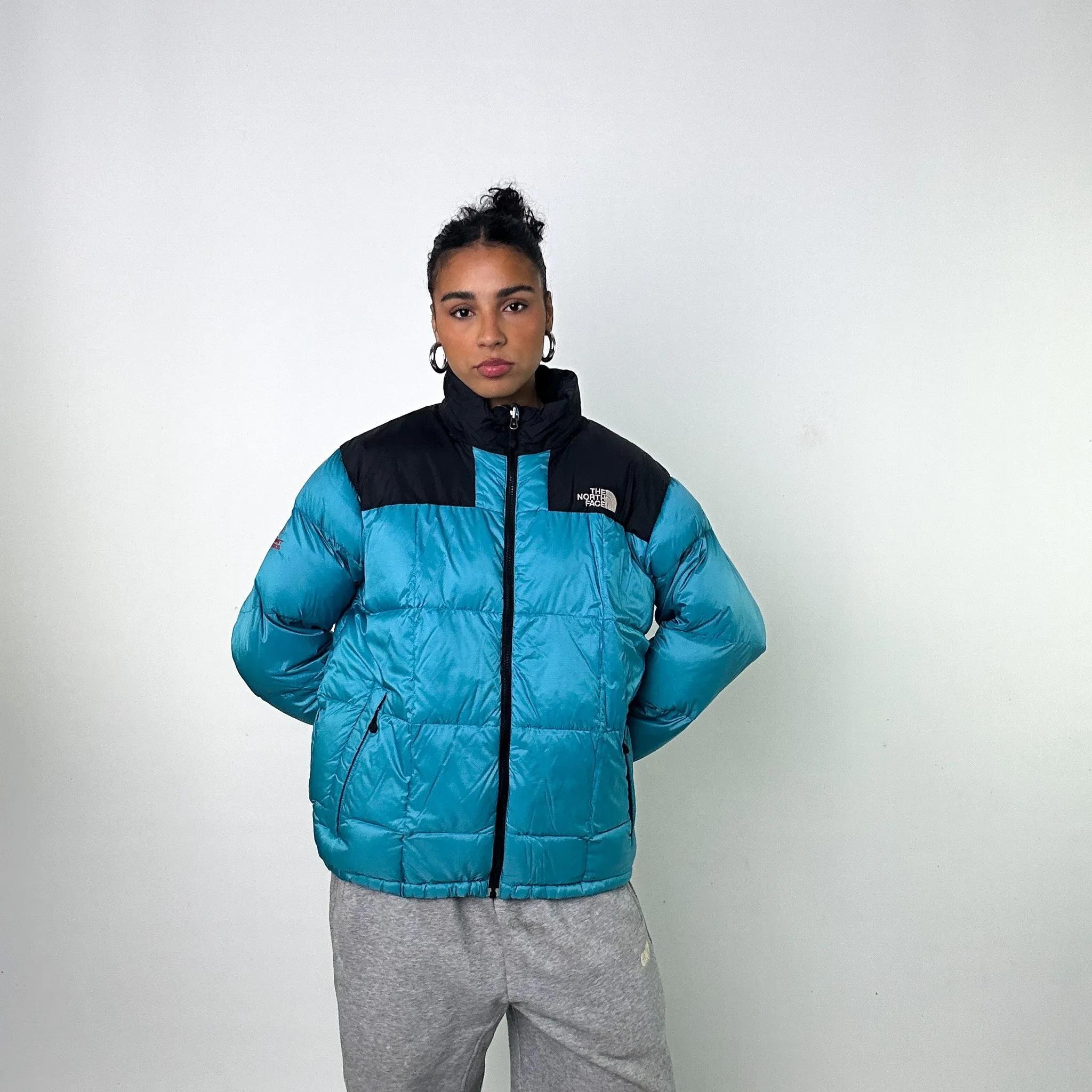 Blue Black The North Face Summit Series 800 Puffer Jacket Coat (XL)