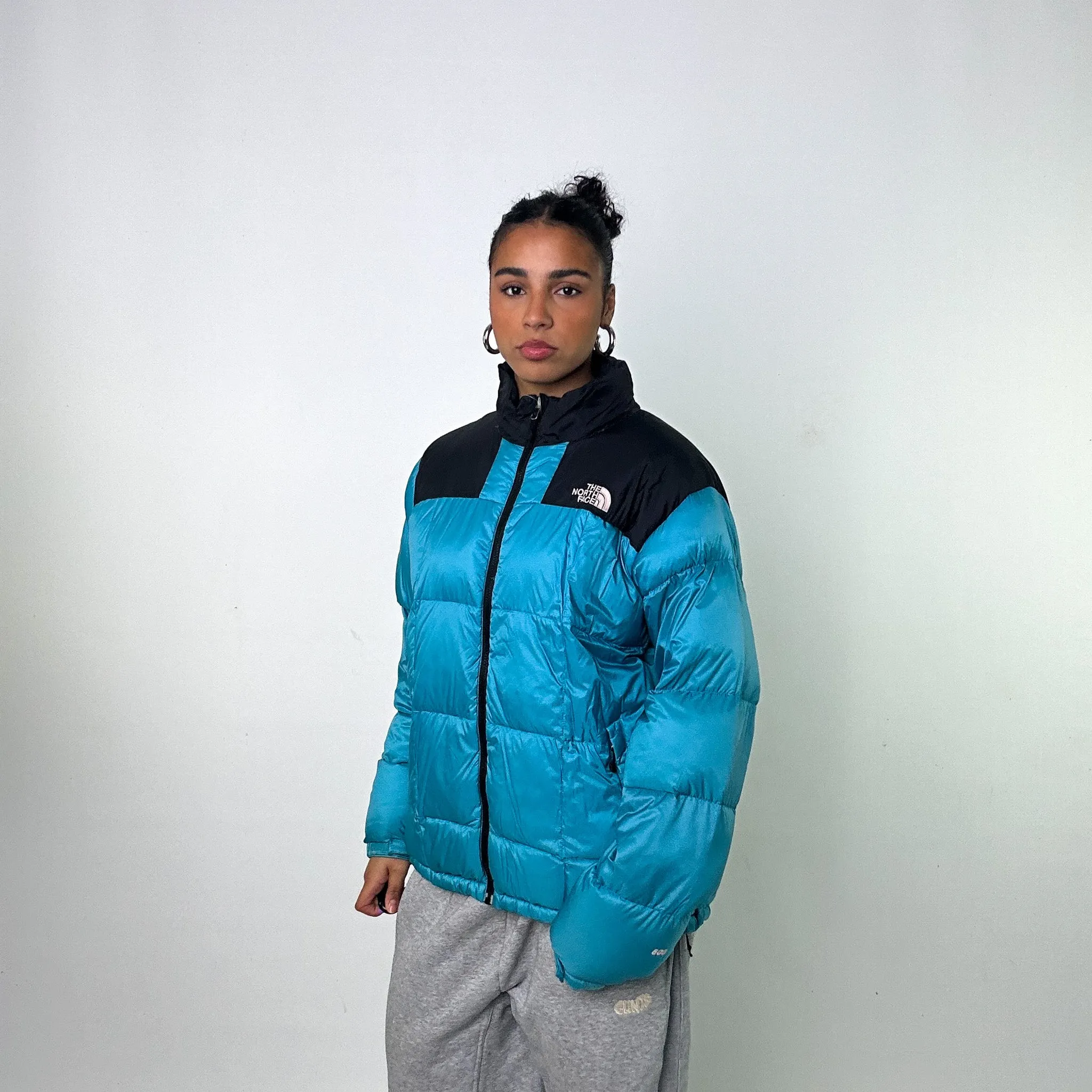 Blue Black The North Face Summit Series 800 Puffer Jacket Coat (XL)