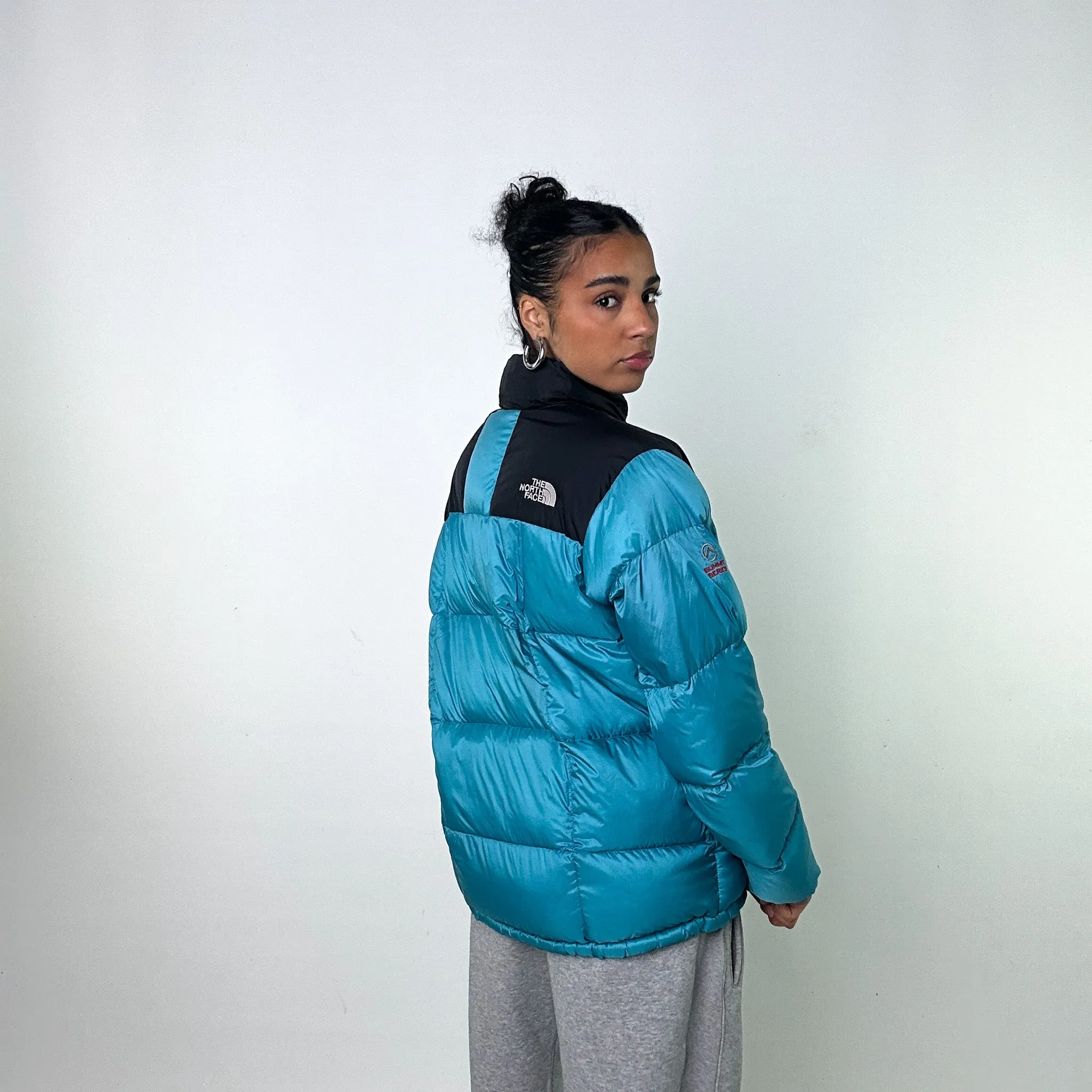 Blue Black The North Face Summit Series 800 Puffer Jacket Coat (XL)