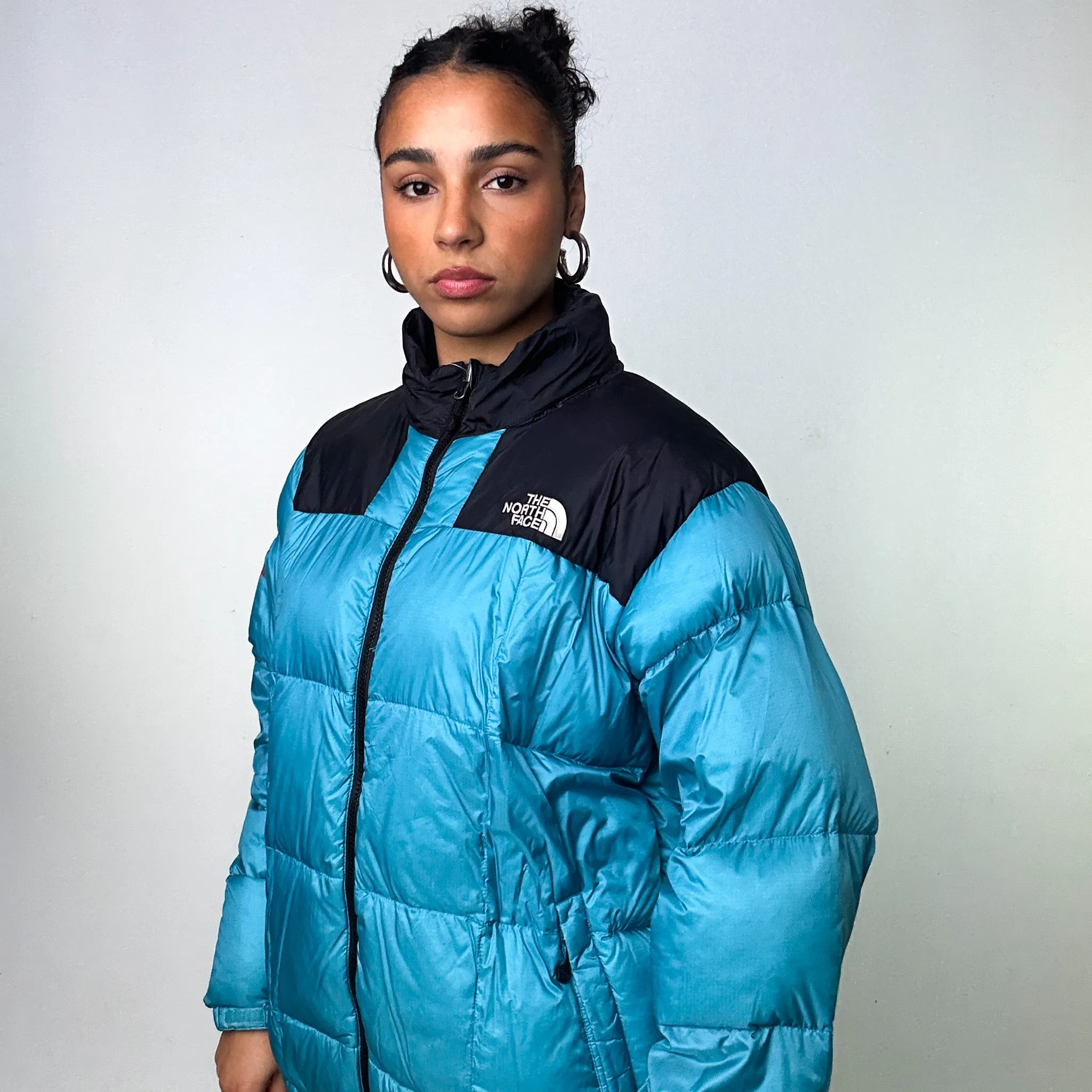 Blue Black The North Face Summit Series 800 Puffer Jacket Coat (XL)