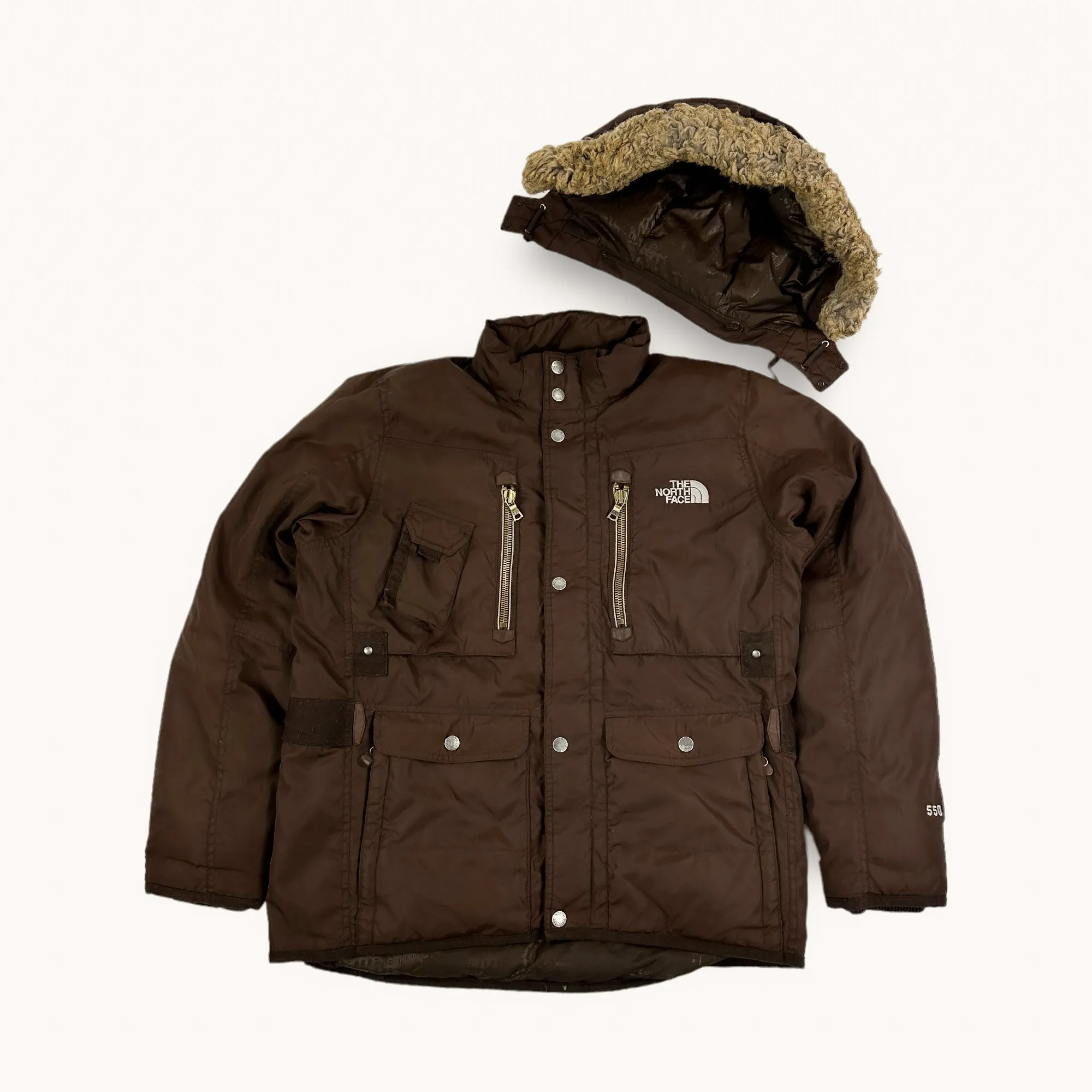 Brown The North Face 550 Puffer Jacket Coat (M)