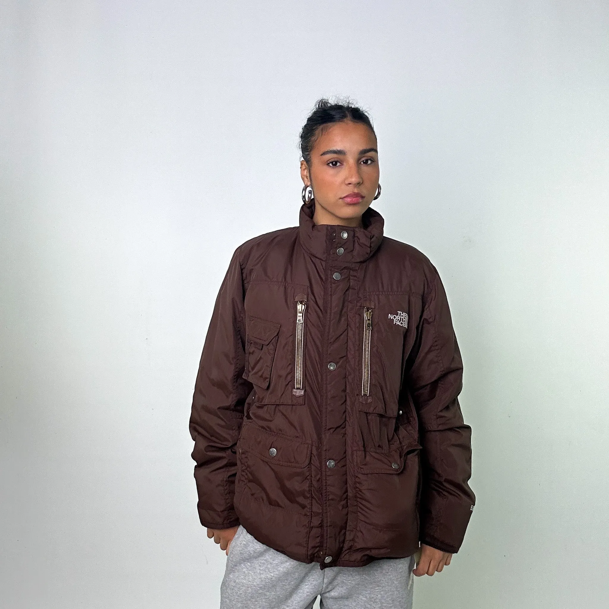 Brown The North Face 550 Puffer Jacket Coat (M)