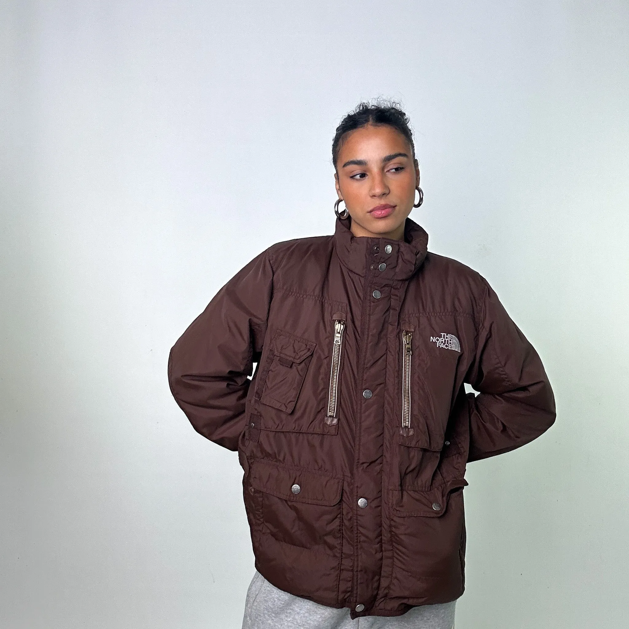 Brown The North Face 550 Puffer Jacket Coat (M)