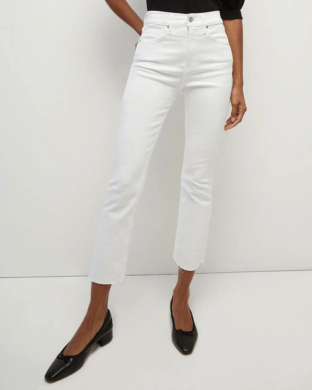 Carly Kick Flare Raw Hem Jean in White