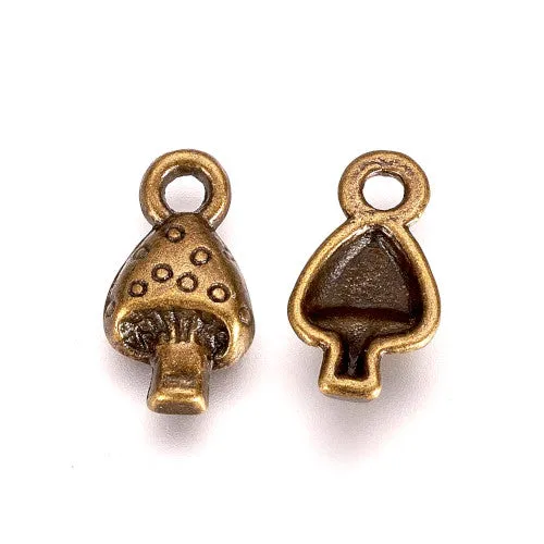 Charms, Tibetan Style, Mushroom, Antique Bronze, Alloy, 13mm