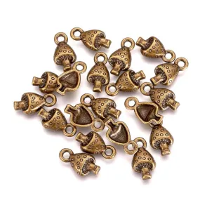 Charms, Tibetan Style, Mushroom, Antique Bronze, Alloy, 13mm