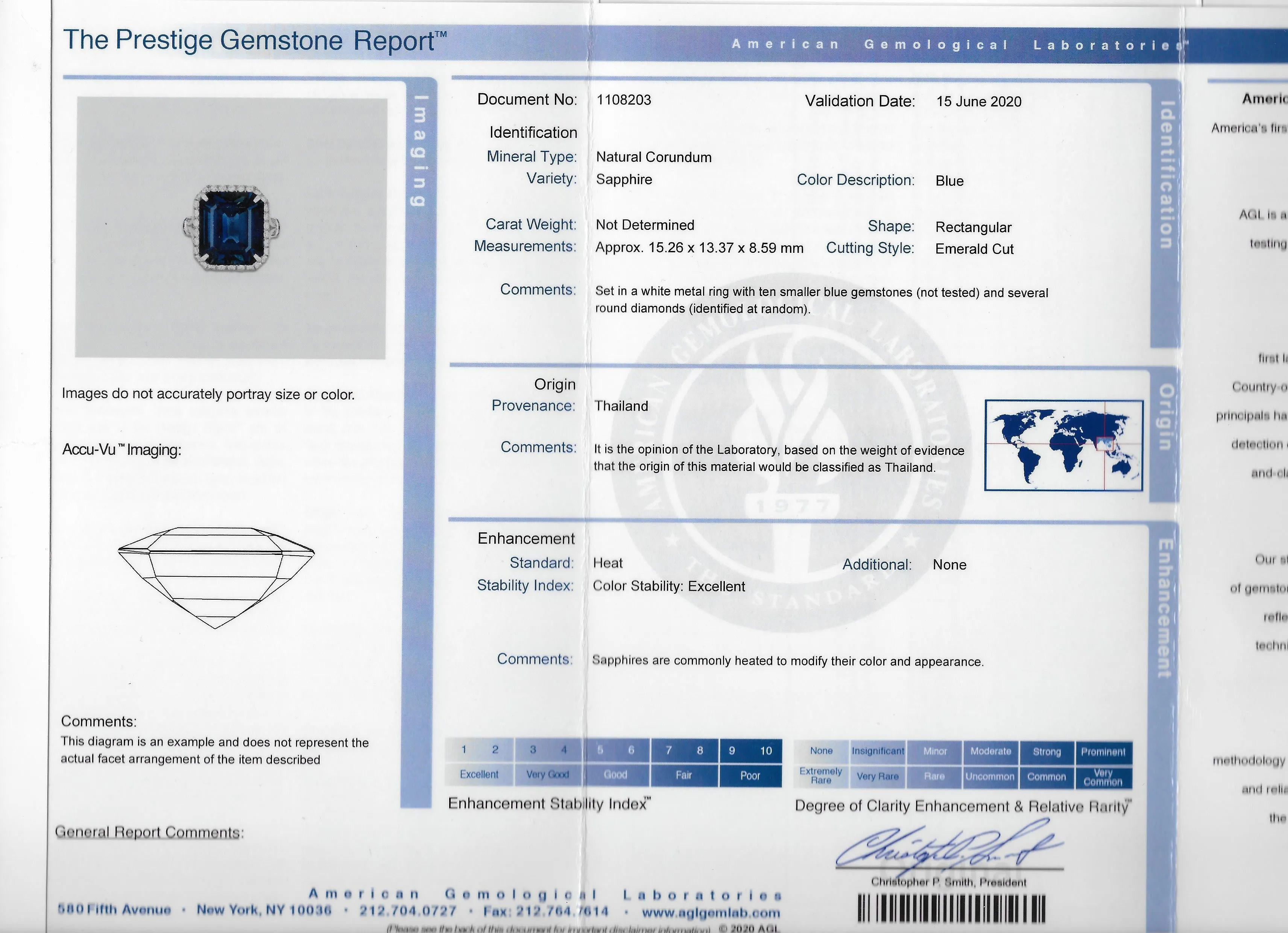 Contemporary 20.95 CTW Emerald Cut Sapphire Diamond Platinum Halo Ring AGL