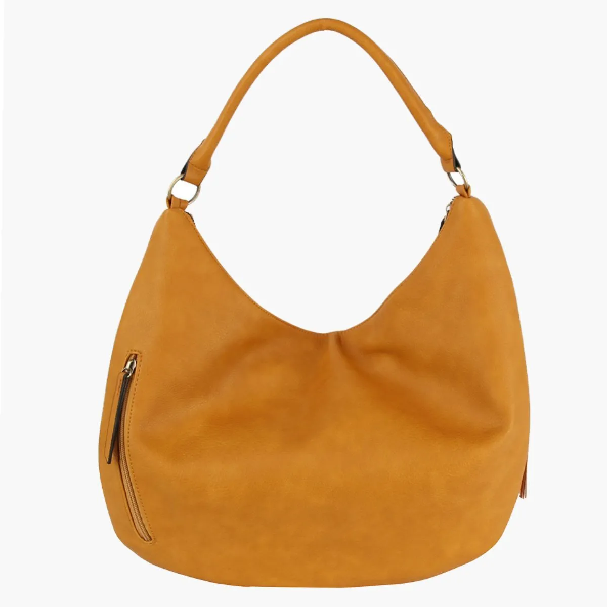 Diagonal Fringe Hobo Bag - Mustard