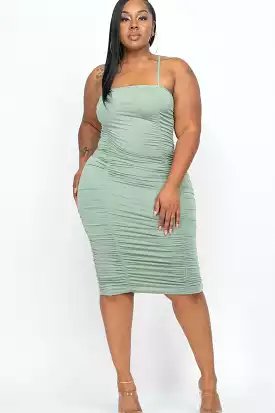 Elle Mesh Midi Dress-Green