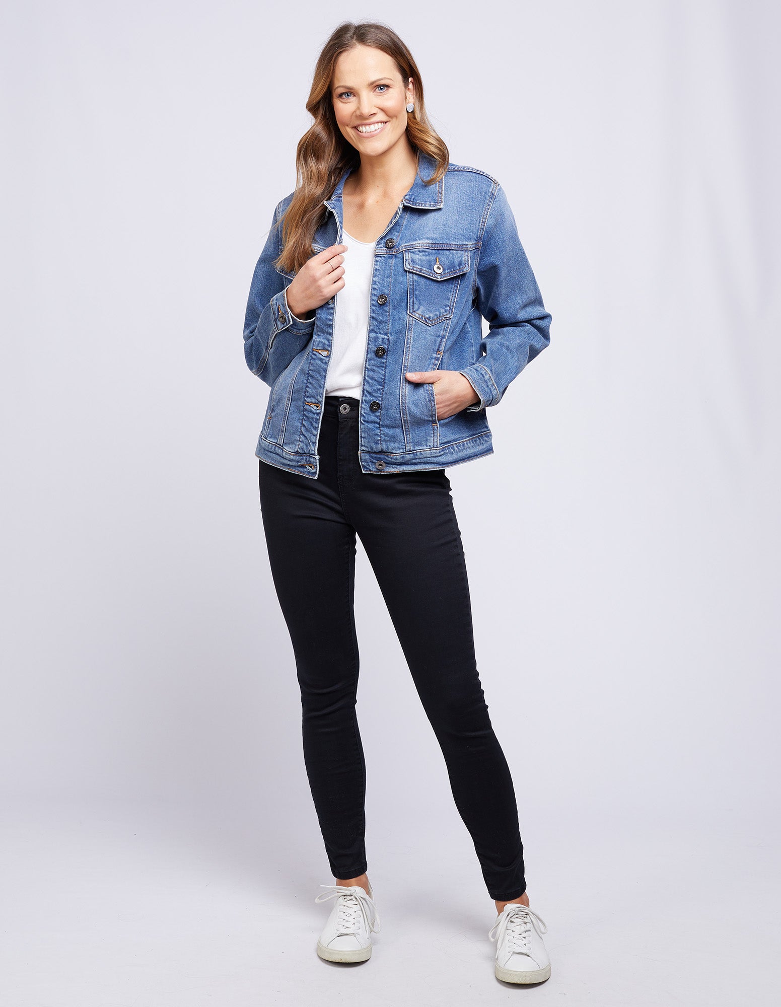 Elm Angie Denim Jacket - Mid Blue Denim