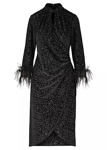 Feather Trim Devore Dress by Kaleidoscope | Look Again