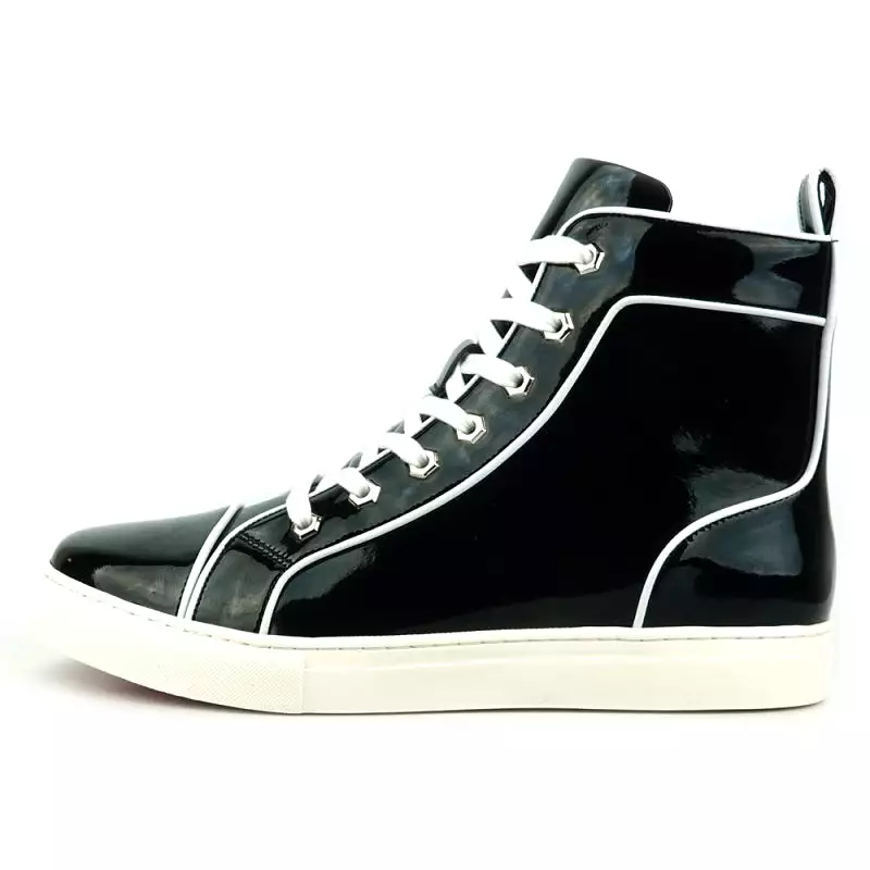 FI-2416 Black Patent Leather High Top Sneaker