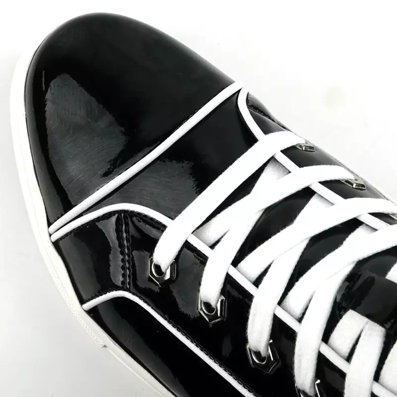 FI-2416 Black Patent Leather High Top Sneaker