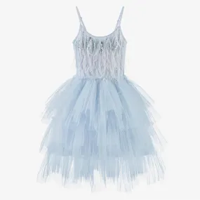 Girls Blue Sequin, Feather & Tulle Dress