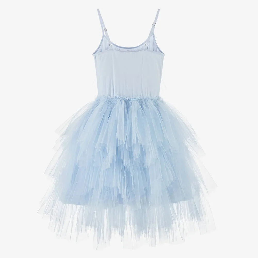 Girls Blue Sequin, Feather & Tulle Dress