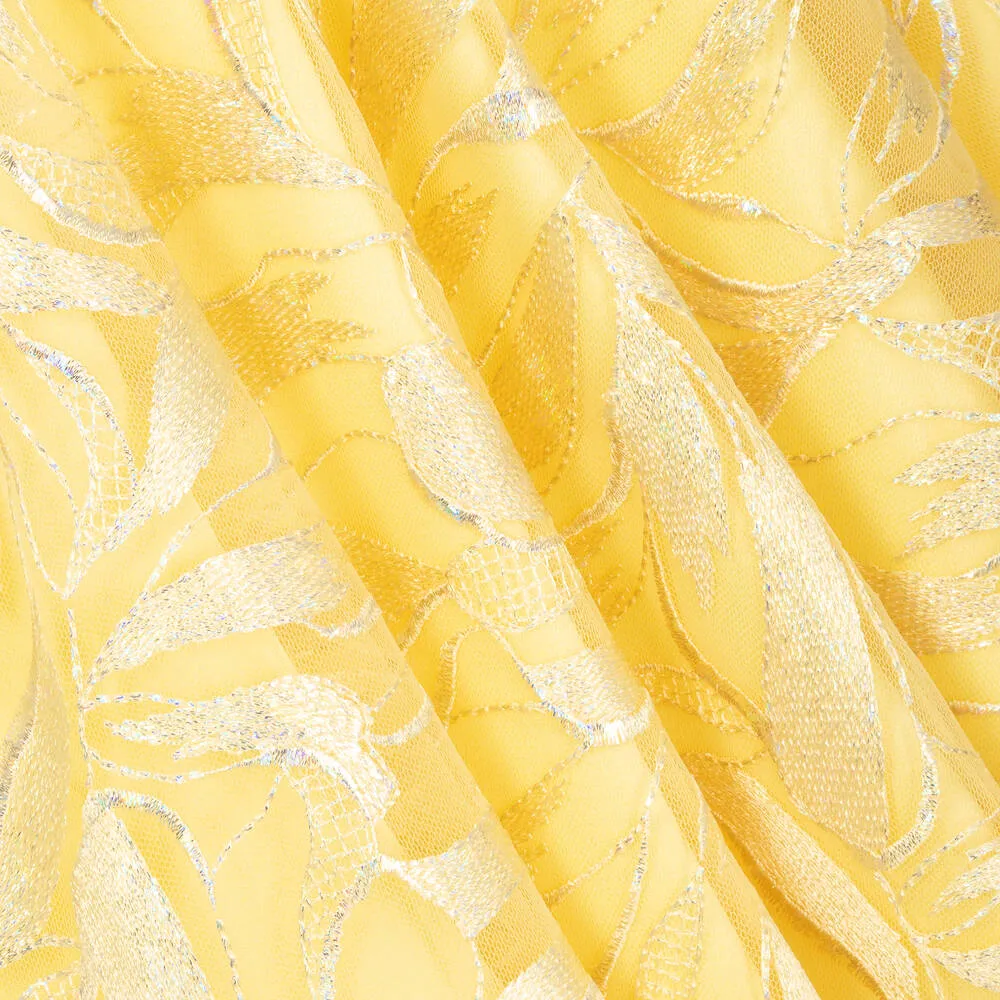 Girls Embroidered Yellow Feather Dress