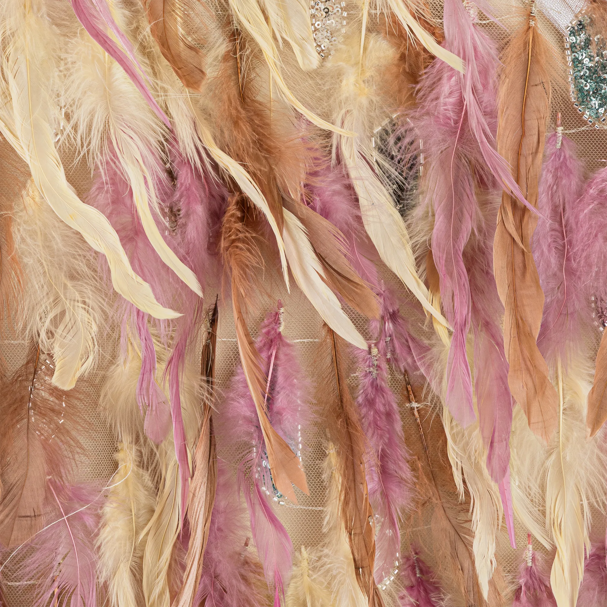 Girls Gold Sequin & Feather Dress