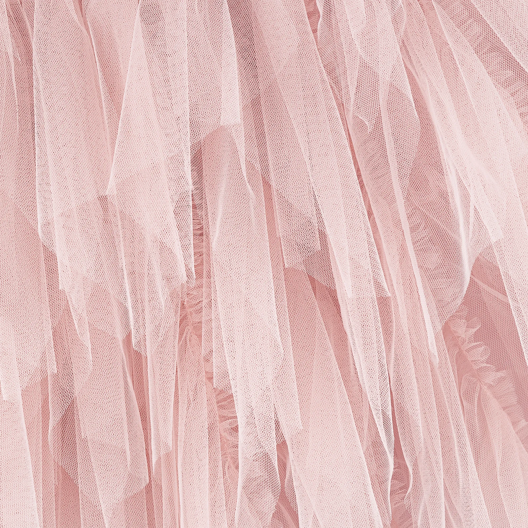 Girls Pink Feather & Bead Tulle Dress