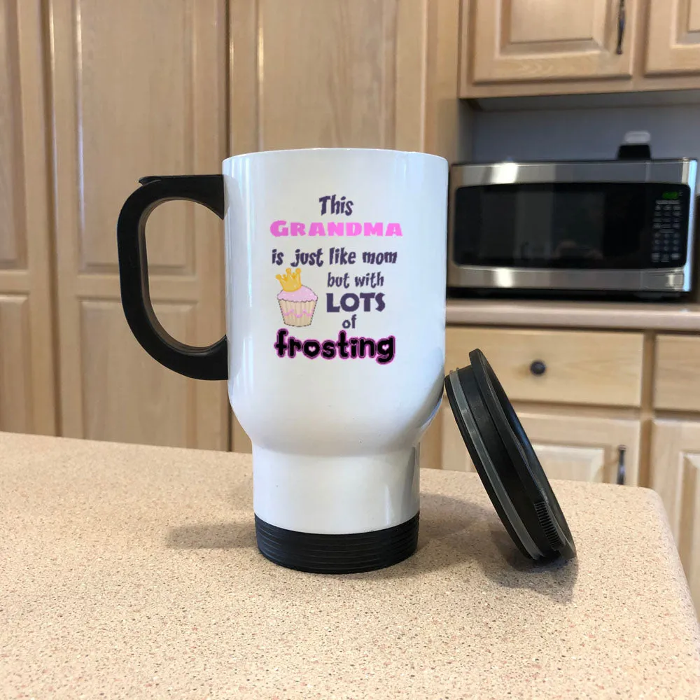 Grandma Frosting White Metal Coffee and Tea Travel Mug