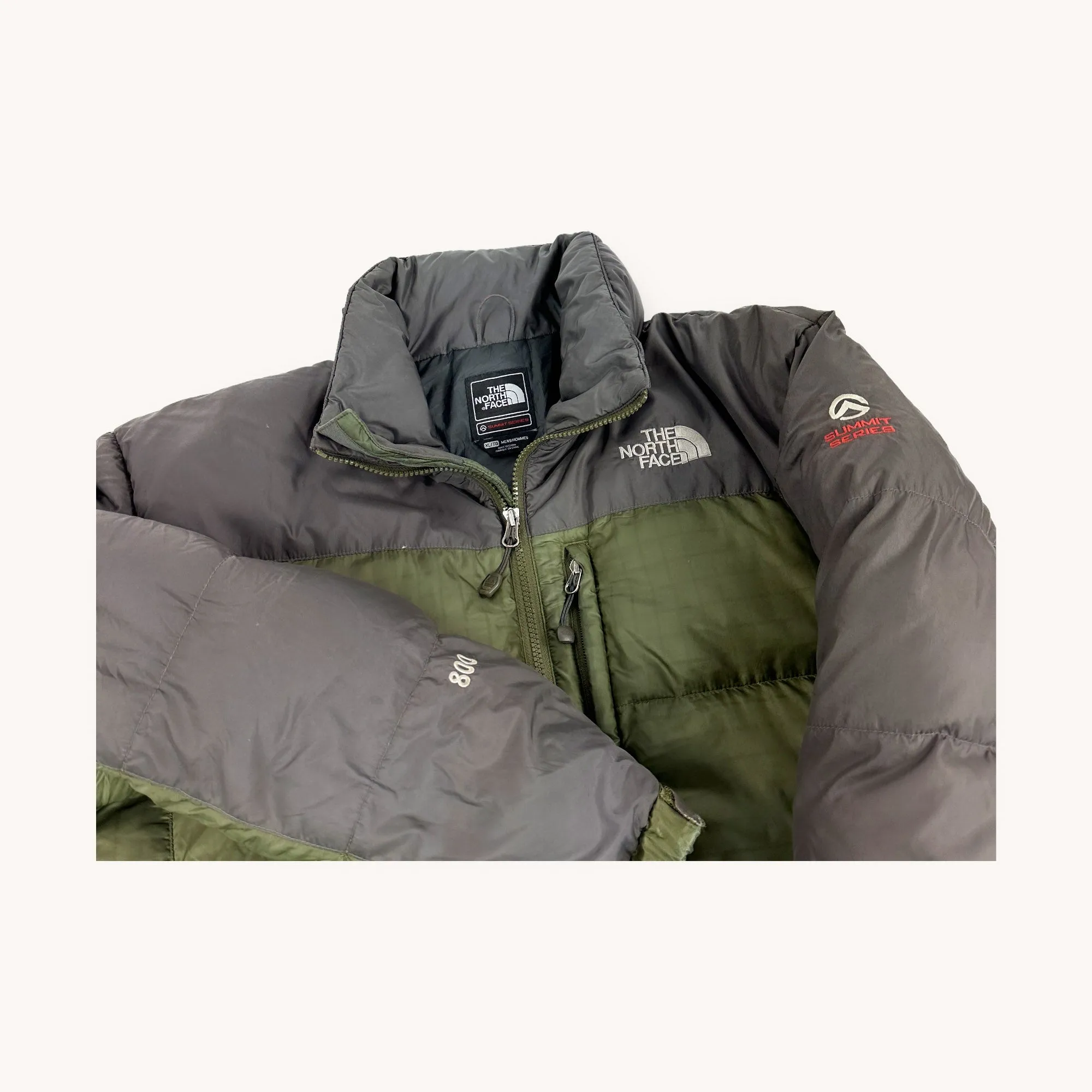 Green Grey The North Face Summit Series 800 Puffer Jacket Coat (XL)