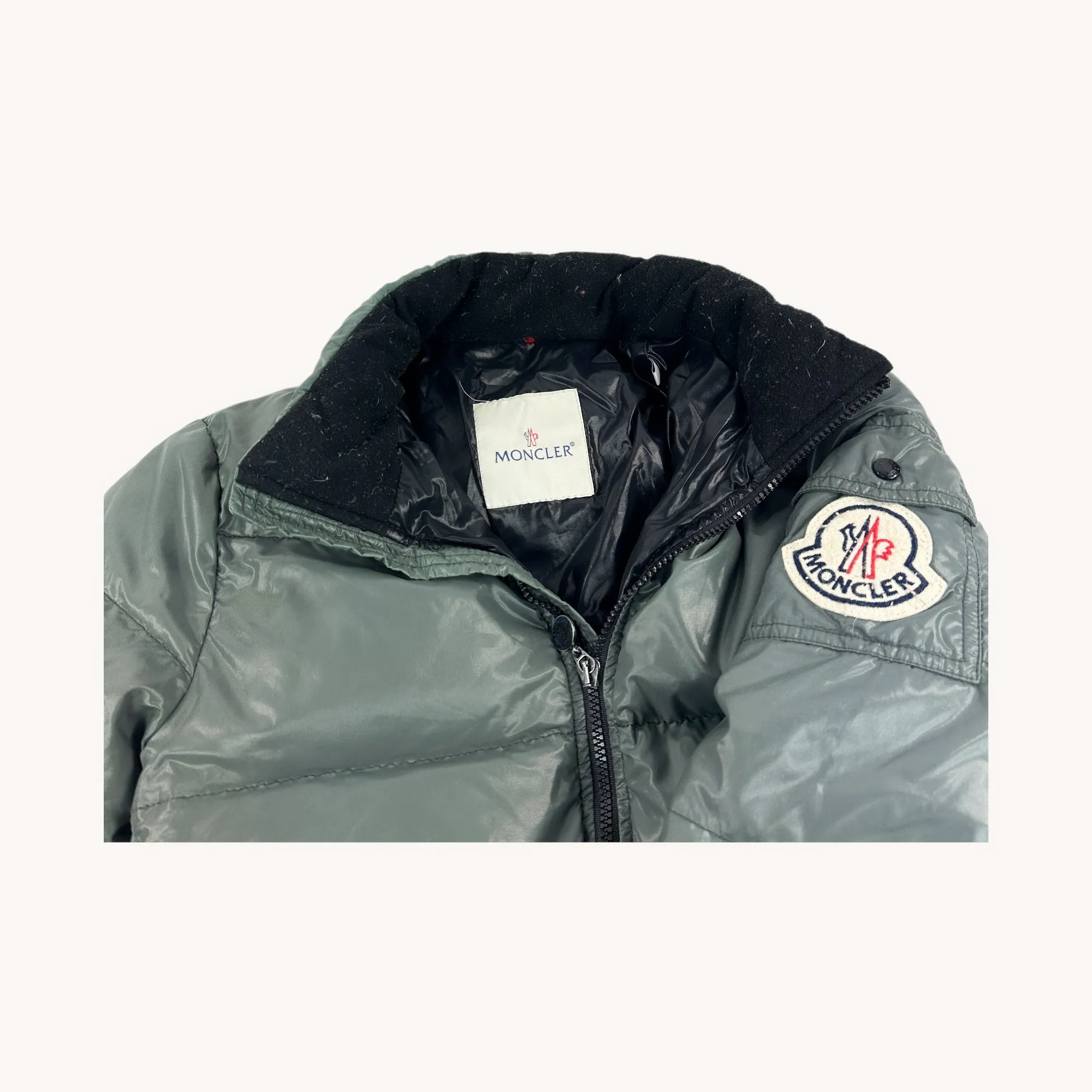 Green Grey Vintage Moncler Puffer Jacket Coat (M)