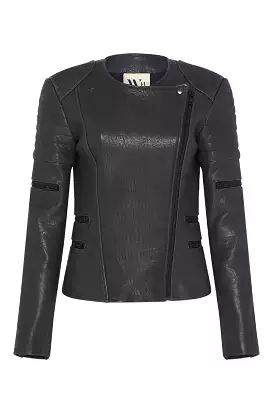 Greenwich Street Motor Jacket in Bubble Ink Leather