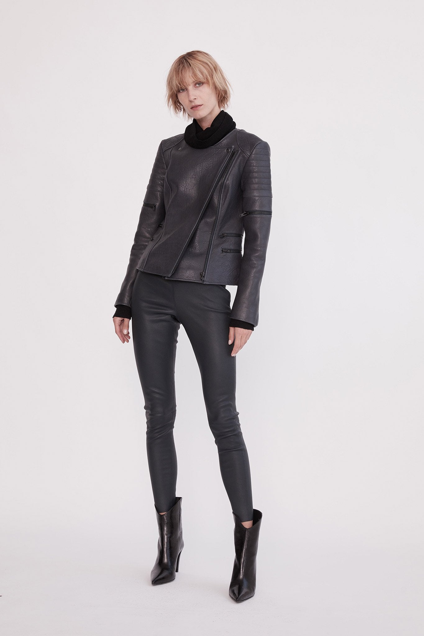 Greenwich Street Motor Jacket in Bubble Ink Leather