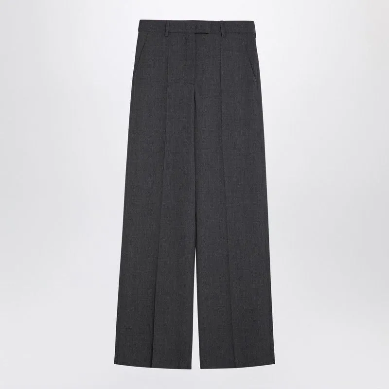 GREY WOOL WIDE TROUSERS