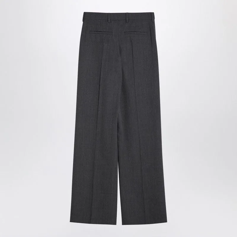 GREY WOOL WIDE TROUSERS