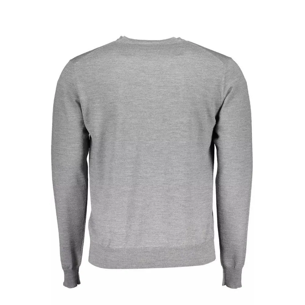 Harmont & Blaine Elegant V-Neck Wool Sweater in Gray